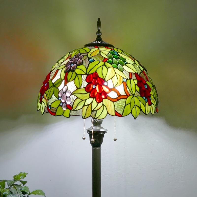 Retro Nordic Style Tiffany Floor Lamp - Colored Glass Light for Living Room, Bedroom, or Study.