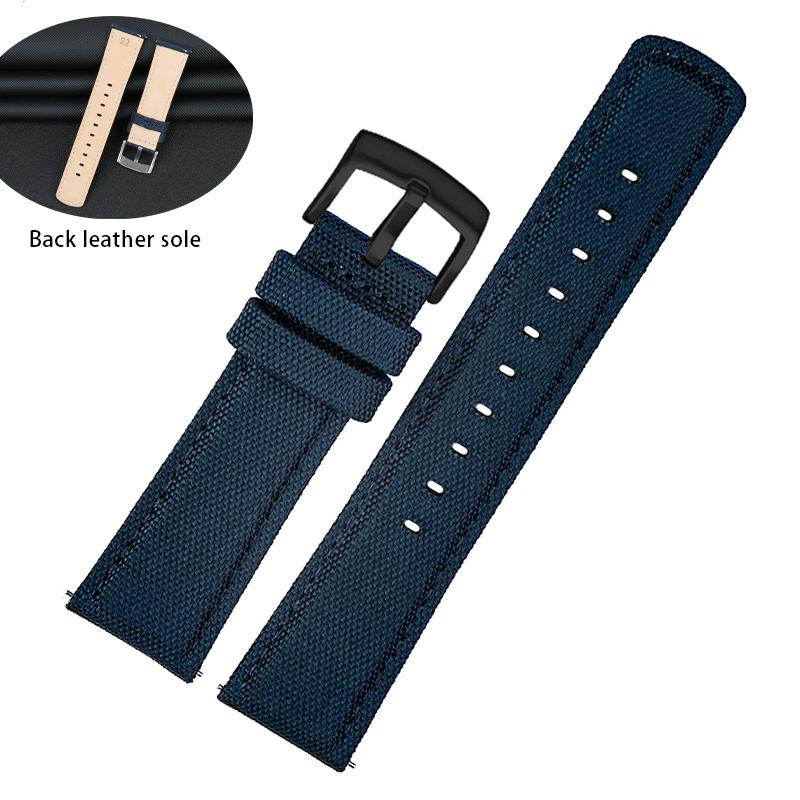 

20mm 21mm 22mm Woven Nylon Cowhide Bottom Watchband Strap for Tissot T116 Seiko No. 5 SSB373P1 Mido /For CASIO Male Bracelet 21mm
