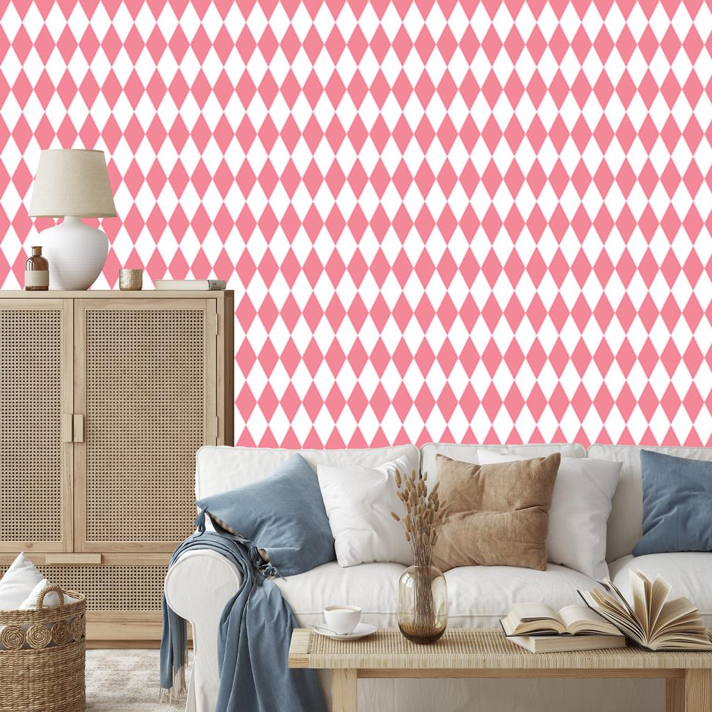 Harlequin Rhombus Coral Wallpaper, Coral Background for Living Room and Bedroom 50x1000