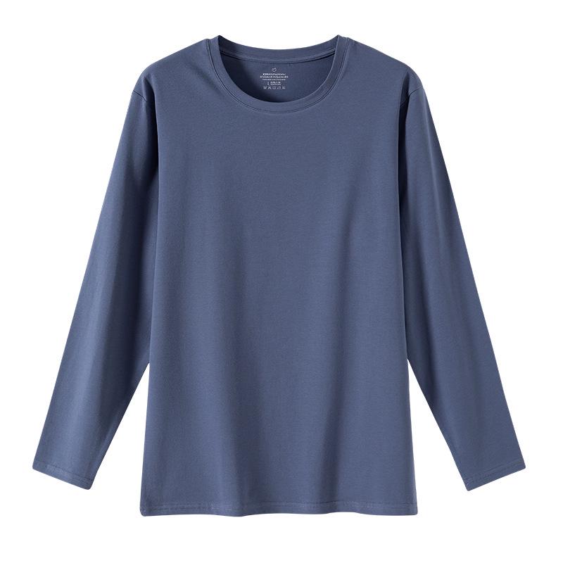 Men's Round Neck Pure Cotton Thermal Top for Autumn and Winter