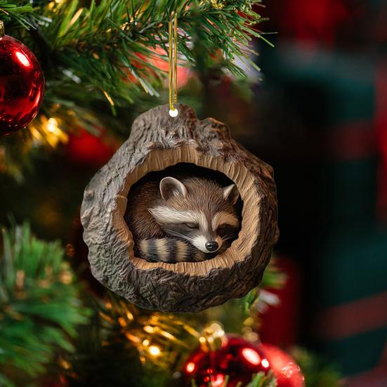Christmas Tree Pendant Hanging Acrylic Ornament with Lanyard Easy To Install Adorable Animal Shape Holiday Festive Decoration
