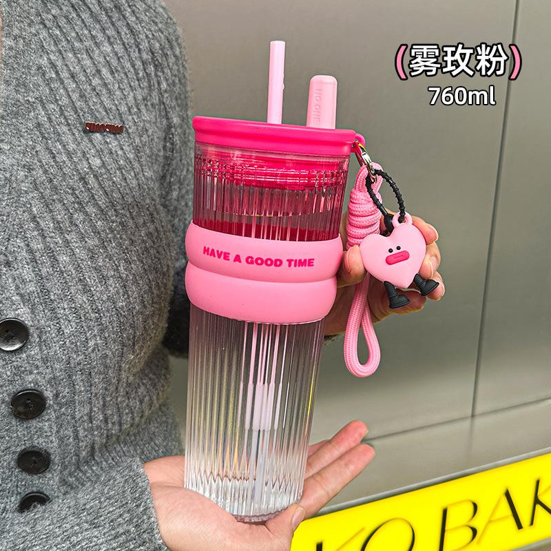 Water bottle new high value ins feng shui cup large capacity girls sports kettle high temperature portable student straw