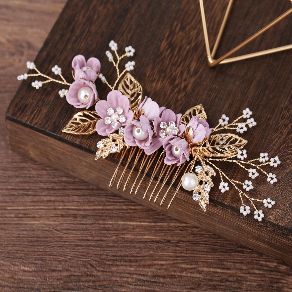 Koreanische Braut Hochzeitskopfschmuck Mode blau lila rosa weiß frische Haarkämmung Damen Kinder Brautjungfer Haarschmuck