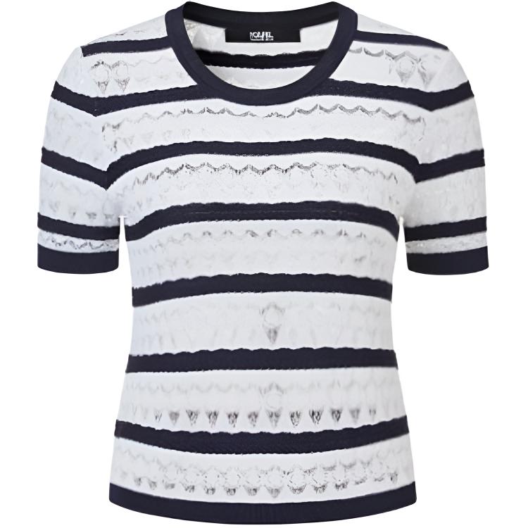 Karl Lagerfeld French Elegant Daily Commuting Dating Outfit Light Luxury Striped Knit Short Sleeve Sweater Women Tops M22L2312110