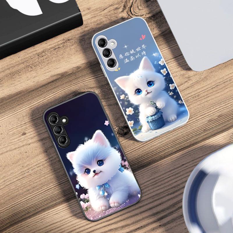 Cute Little Dog Green For Samsung Galaxy A14 4G 20 30 52 20S 21S 22 A32 33 34 42 50 51 53 54 70 71 72 73 5G Glass Phone Case