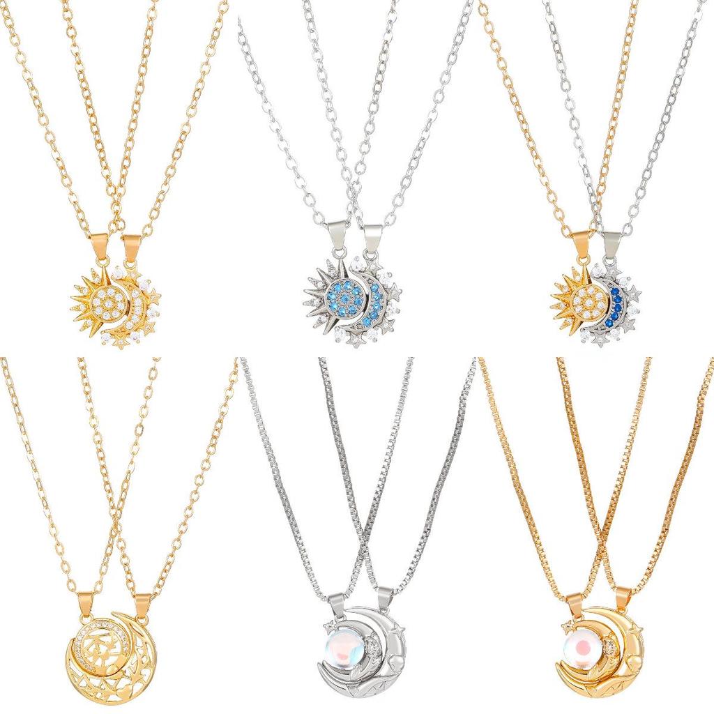 Sun and Moon Magnetic Couple Necklace - Clavicle Chain for Valentine's Day