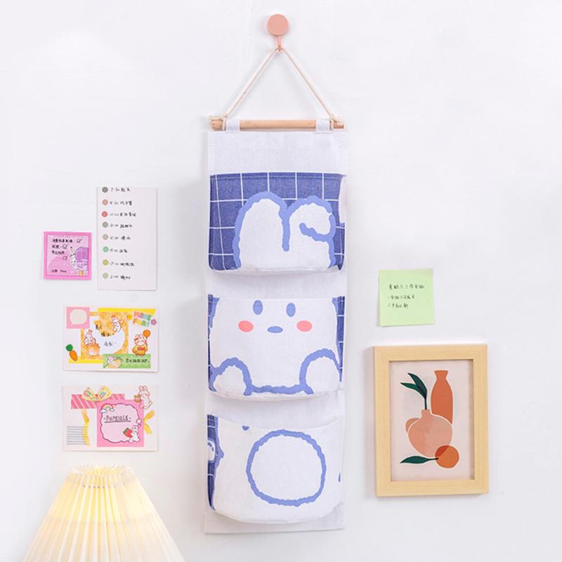 Wandbehang Aufbewahrungstasche Multilayer Schranktür Stoff Beutel Organizer mit 3 Taschen für Kleinigkeiten