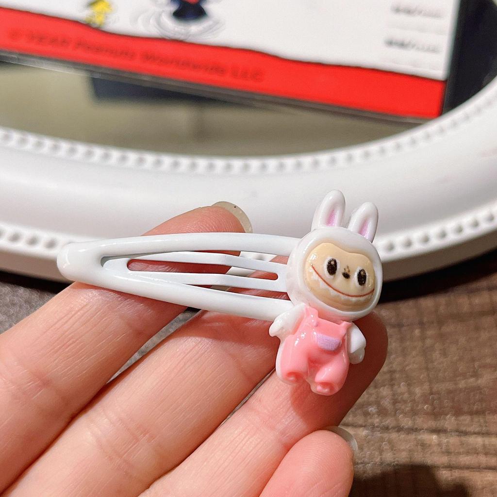 Labubu Candy Color BB Clip: Sweet Cartoon Side Bangs Hair Clip for Girls - Gentle On Hair.