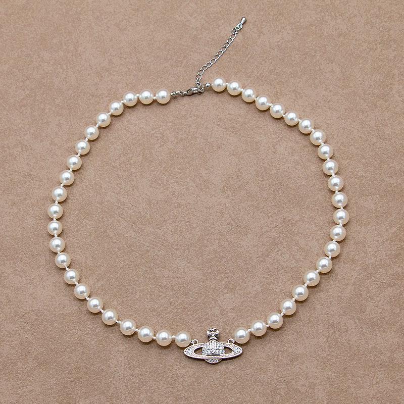 Cixi Saturn Pearl Necklace: Elegant European & American Style, Versatile Clavicle Chain, High-End Pearl Jewelry