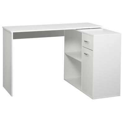 180 Degrees Rotating Corner Desk, Computer Desk, Bookcase, Drawer, Cabinet, Workstation, 117x82x74cm, White