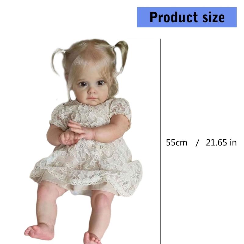 Realistic Silicones Baby Girl Doll 21inch with Flexible Joint for Kids Play Realistic Baby New Borns Asleep Toy Soft