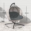 Hanging Chair with Stand, Egg-Shaped Hanging Swing with Removable Washable Cushion, Hammock for 2 People, Swing Chair Indoor Outdoor, Sand+Black