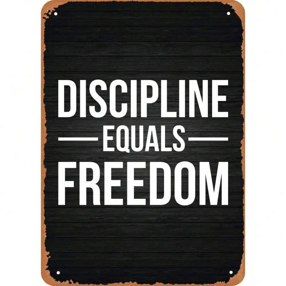 Vintage GoalCentric Metal Sign Discipline Equals Freedom Retro Design Office Gym Decor Statement Accent
