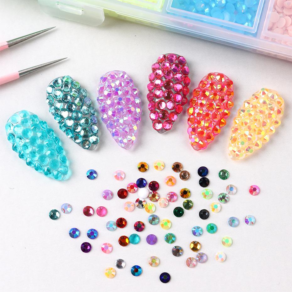Xiaomi 60 Grids Flatback Nail Art Rhinestones Set AB Crystal Nail Gems Sparkling Beads Nail Art Decorations Jewelry Accessories