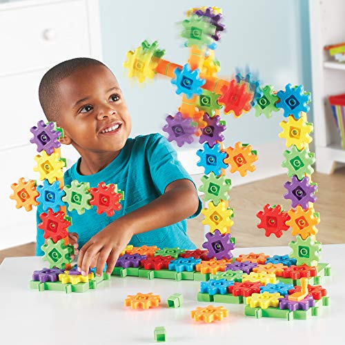 Learning Resources Toy Rotating Blocks, Colorful Gear Blocks, Super Set Gears, 150 Pieces, LER9164, Authentic