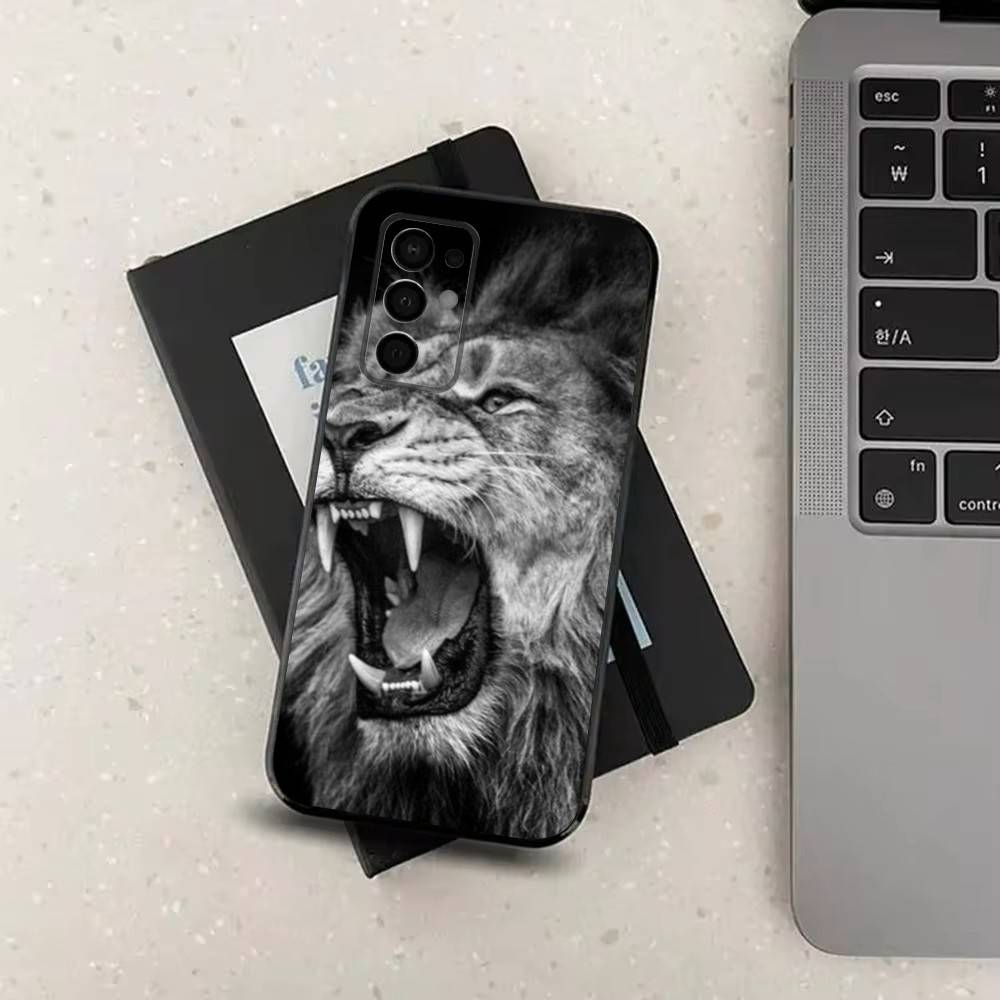 Animal Cover Tiger Lion Phone Case For Samsung Galaxy A73,31,8,9,53,32,72,41,J7,52,71,22,Note Soft Black Silicone Cover