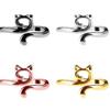 Anello Gatto Geometrico Europeo & Americano, Design Aperto Regolabile, Ornamento Animale Lavorato a Maglia per Dita.