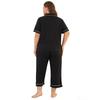 Women’s Sleeping Suits Plus Size Pajamas Lapel Short Sleeves Shirts Cropped Pants 2pcs Sleepwear 1XL to 6XL Comfy Home Wear