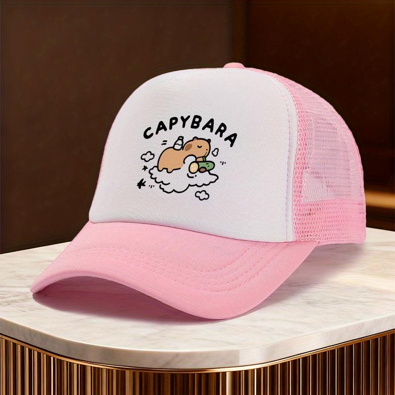 Capybara Sleeping on Cloud Graphic Trucker Hat Polyester Mesh Baseball Cap Casual Gift