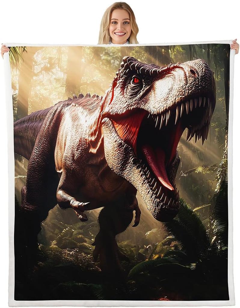 Colorful Dinosaur Blanket Soft Fleece Throw Kids Room Decor Baby Gift Cartoon Animal Design Home Decoration