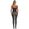 Catsuit Brillante Elástico para Mujer con Tirante Ajustable Monocolor Bodysuit Mono Transparente
