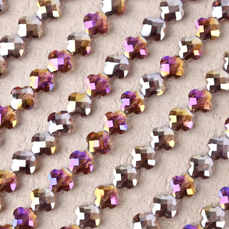 Electroplated Four-Leaf Clover Sherpa Beaded Jewelry Accessories for DIY Necklaces