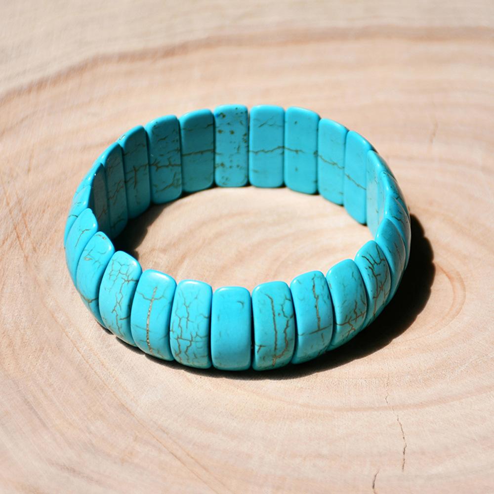 Bracciale Boho Con Perle Di Pietra Naturale Turchese E Ossidiana - Donna E Uomo - 17,8 Cm + 2,5 Cm Regolabile - Idea Regalo