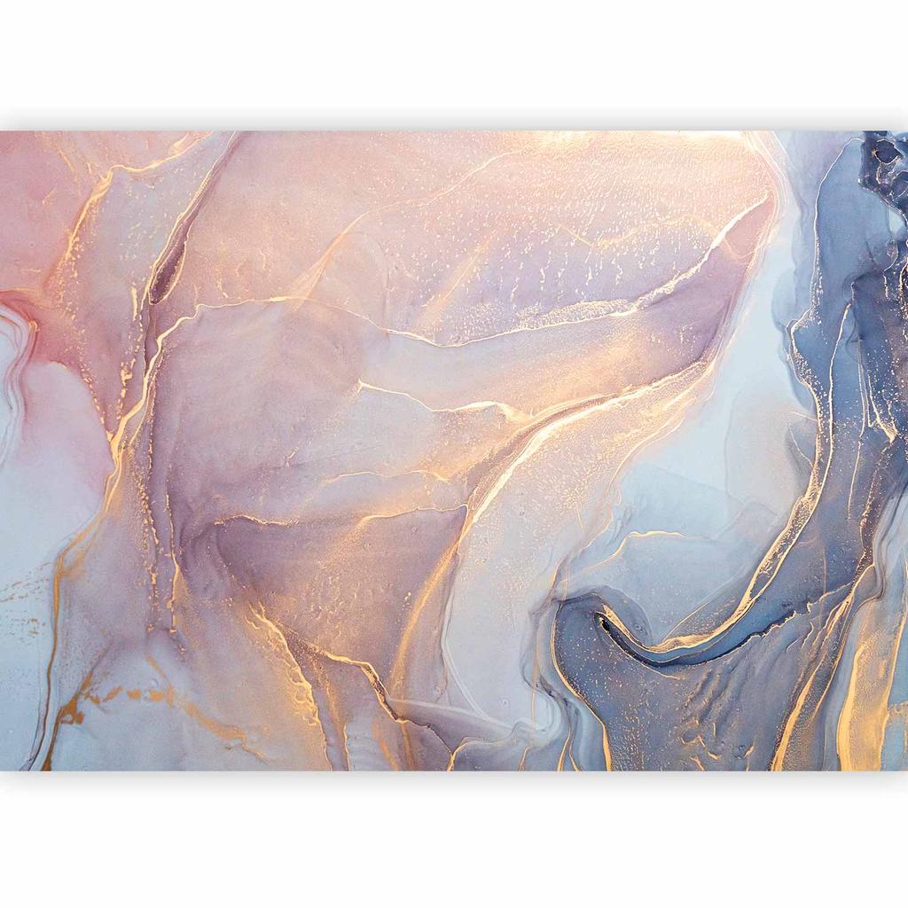Wallpaper - Pink and Blue Marble - Abstract Watercolor with Gold Accents