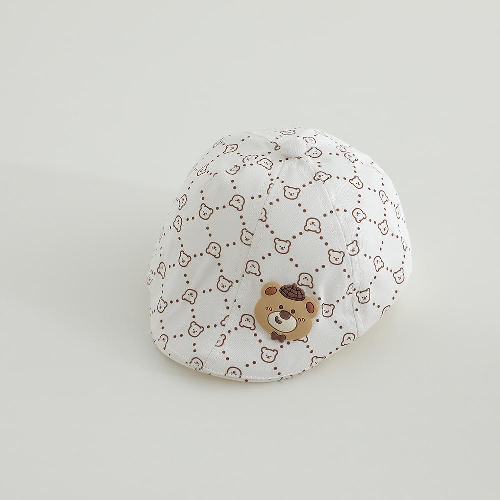 Retro Plaid Baby Beret – Spring/Summer Sun Hat with Embroidered "23" for Infants & Toddlers