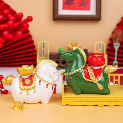 Resin 2026 Horse Year Mascot Chinese Style Horse Mascot Zodiac Horse Figurines Table Decoration Pony Horse Statue