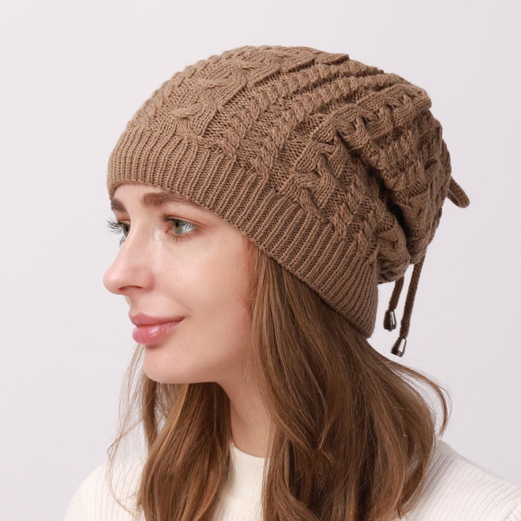 Fashion Women Stretchy Knitted Skullies Beanies Hat Solid Snood Scarf Warm Beanie For Womem Autumn Winter Female Beanie Cap