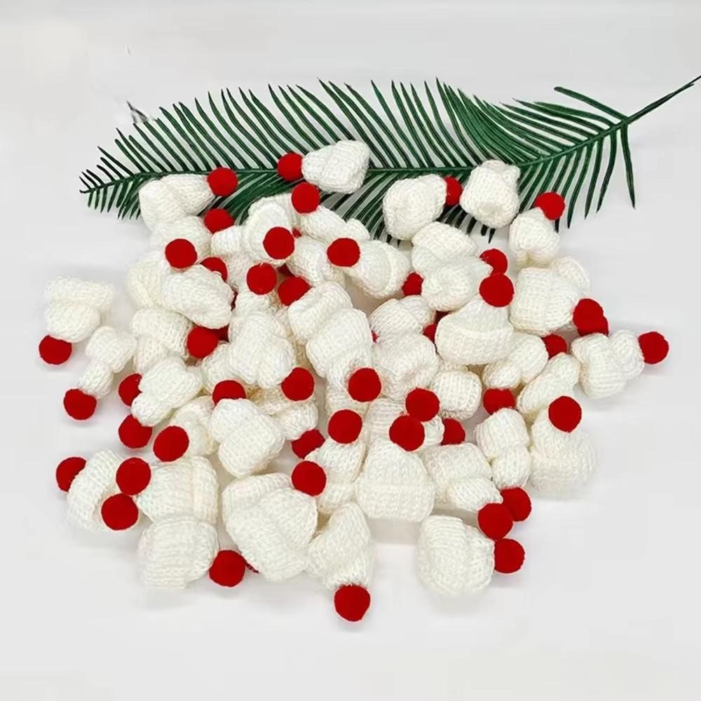 5pcs Mini Knitted Christmas Hat  Cake Toppers Christmas DIY Finger Hat for Christmas New Year Party Cake Decoration Supply