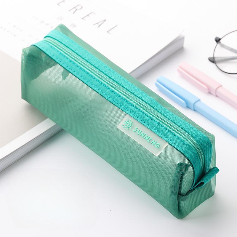 Colorful Light Net Pencil Pounch Zipper Pen Bag for Kids College