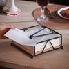 M-Flat Napkin Holder Metal Iron Serviette Holder Napkin Stand With Wooden Base For Home Kitchen Countertop Decor