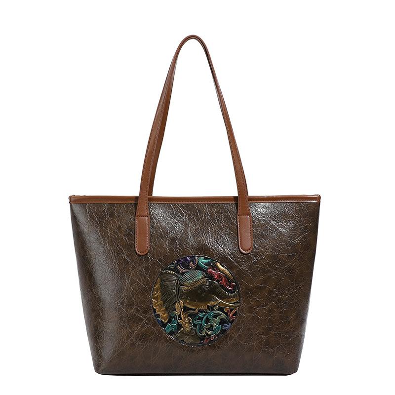 Handbag - Ethnic Style Tote Bag - Retro Large Capacity Commuter Shoulder Bag