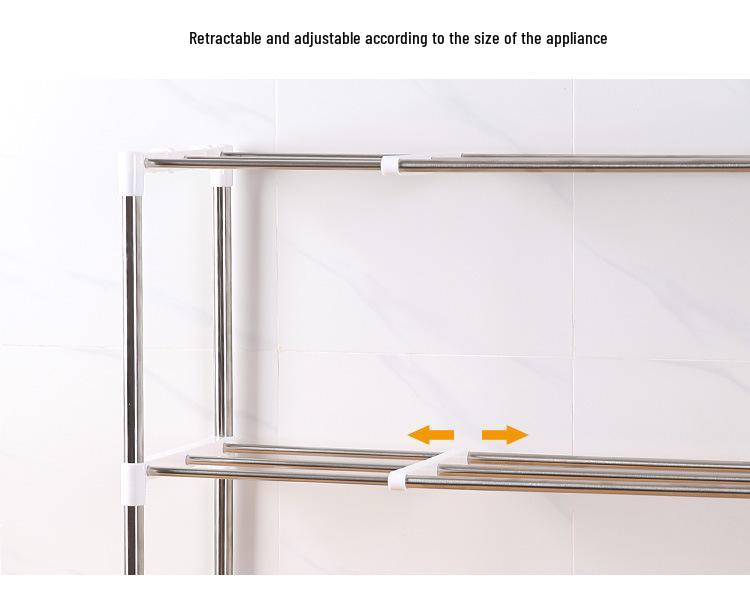 Retractable Stainless Steel Microwave and Bathroom Organizer Shelf