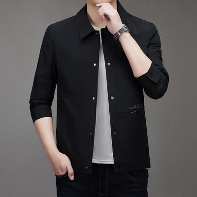 Herren Neue Revers Workwear Jacke Mittelalterlich und Jung Herbst Modetrend Leichte und Atmungsaktive Jacke Herren