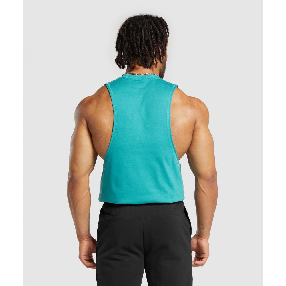 Gymshark Premium Lifting Drop Arm Tank Bondi Teal A5a4w Tbnj