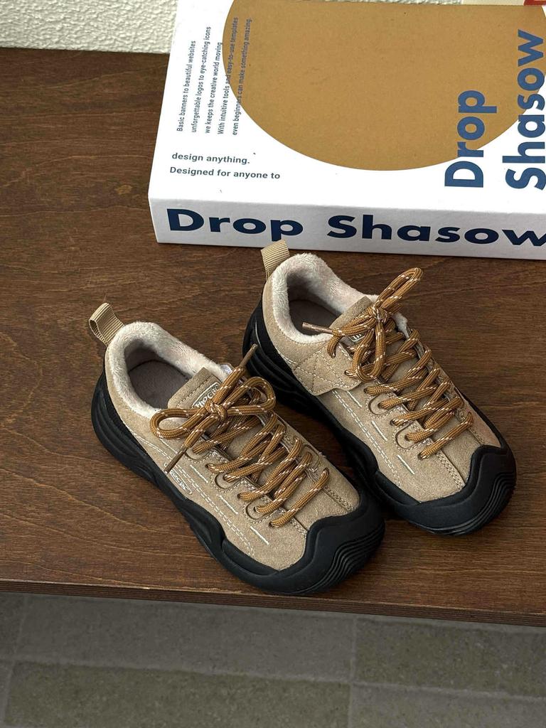 XSHX Herbst- und Winter-Bergserie | Joint Jungen und Mädchen Maillard Amber Wind Rutschfeste Gummi-Außensohle Rindsleder Anti-Veloursleder Klettverschluss