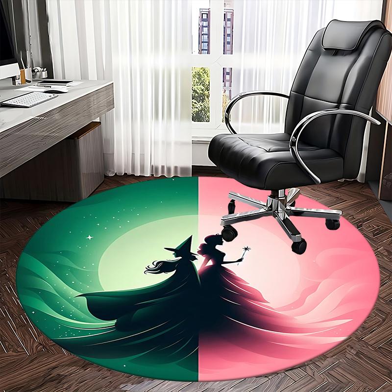 Hexen-Silhouette, Prinzessin Zauberstab Stuhlmatte Runder Teppich Büroteppich, Rutschfest, Geeignet für Wohnzimmer, Schlafzimmer, Dekor1205896a