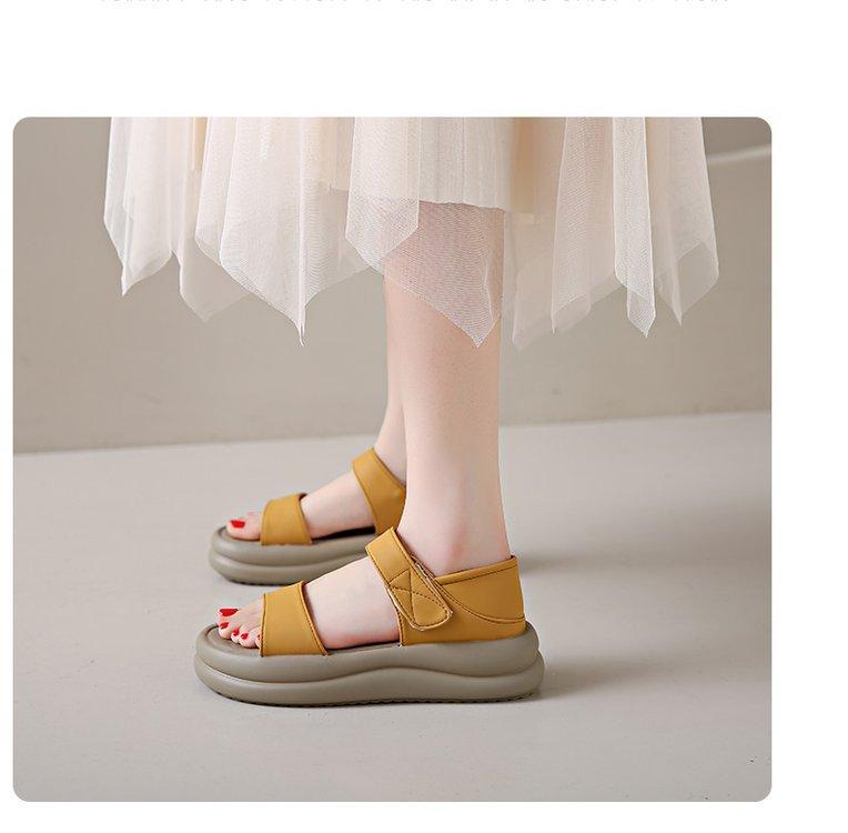 

сандалии на толстой подошве с открытым носком женские 2024 лето новые полые дышащие римские туфли большой размер на липучке на толстой подошве пляжная обувь 35 жёлтый