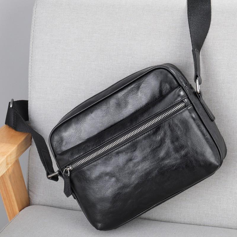 

Men s Handheld Pattern High End Small Square Baotou Layered Leather New Cross Bag Large Capacity Single Shoulder Trendy чёрный