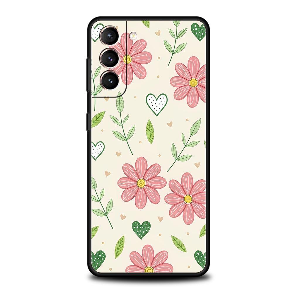 Phone Case For Samsung Galaxy S25 Edge S24 S23 S22 S21 Ultra S20 FE 5G S10 S10E S9 Plus Soft TPU Cover Stylish Flower Patterned