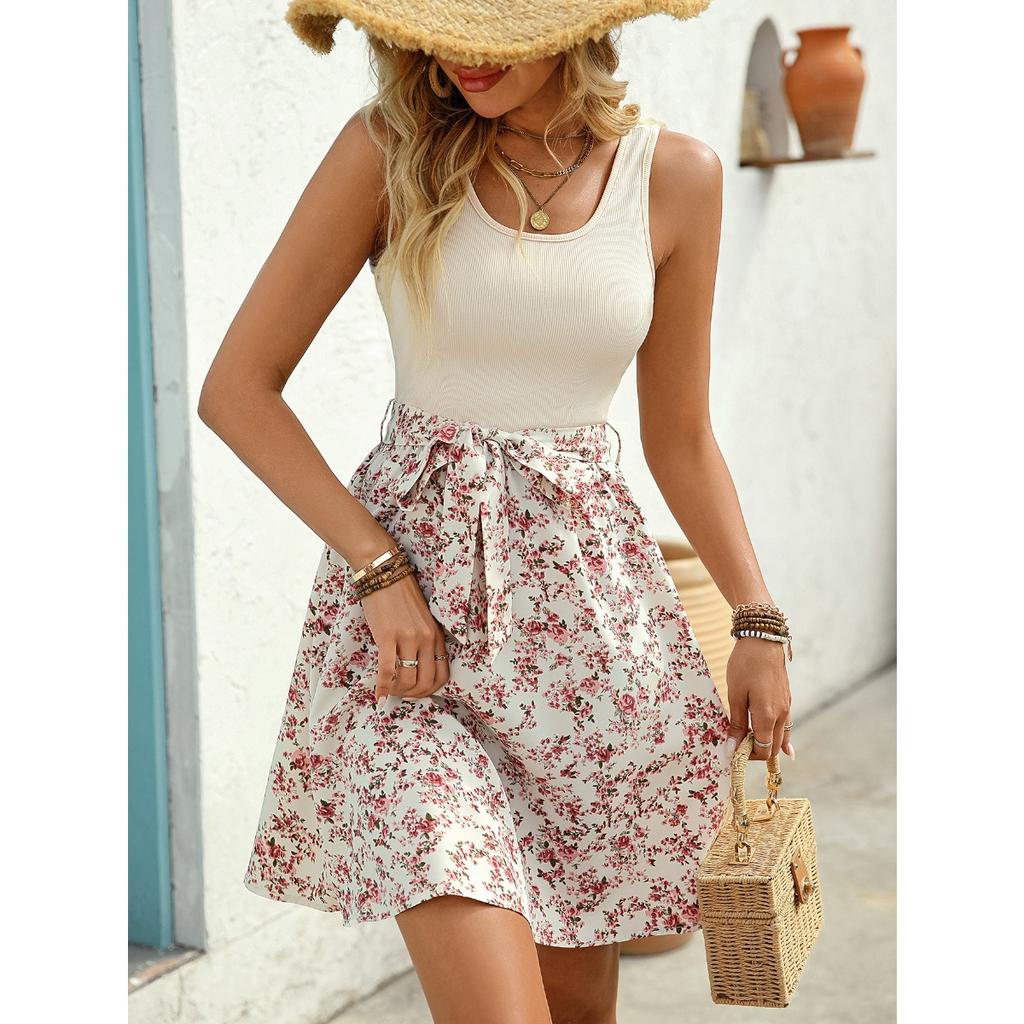 Spring Summer Elegant Color Block Sleeveless Dress Original Design Casual Women's Dress for Foreign Trade