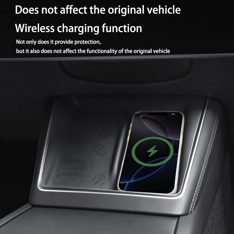 For Tesla Model3 Highland2024 ModelY Juniper2025+Silicone Car Phone Wireless Charging Pad Non-Slip Mat Dust-Proof Car Accessorie