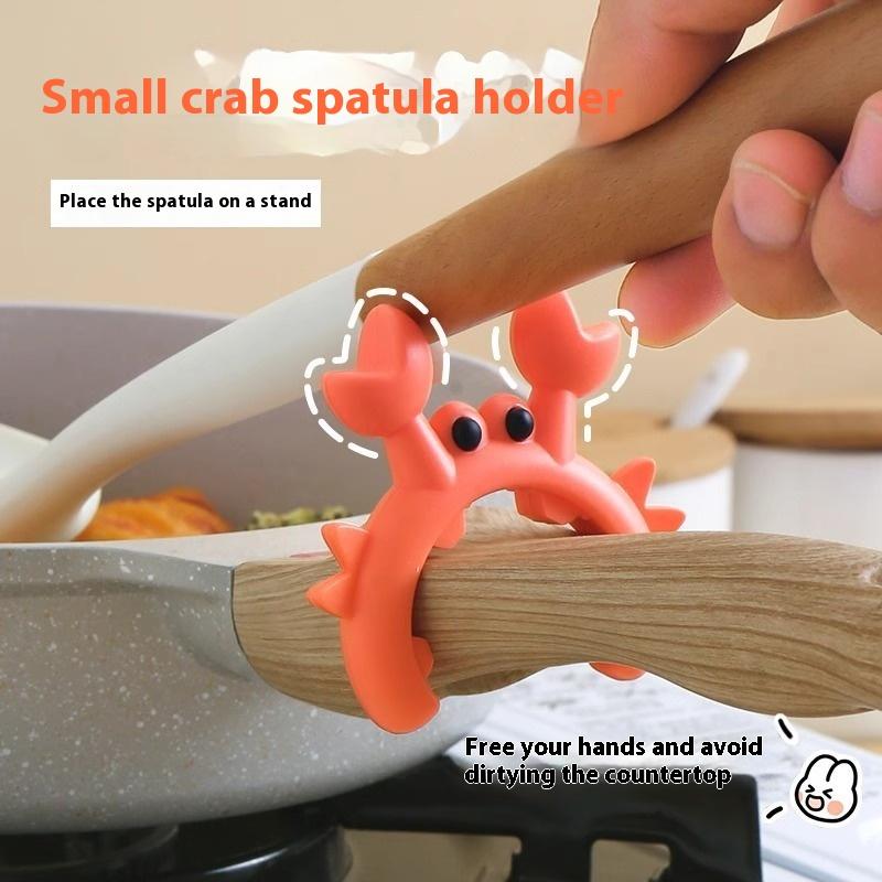 2/4Pcs Silicone Spatula Rack Small Crab Anti Scalding Overflow Pot Clip Spoon Holder Clip Universal Shovel Rack Kitchen Gadget