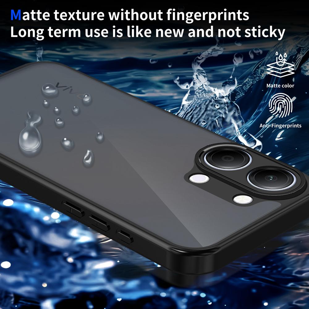 KEYSION Matte Translucent Black Phone Case for VIVO Y05 Silicone+PC Anti-slip Shockproof Back Cover for VIVO Y11 5G Y11d Y21 5G