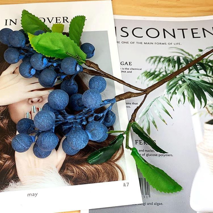 5PCS 24CM Foam Artificial Flowers California Berries Blueberry Fruit Small Fake Flower Home Decorative Party Wedding Blue Decor