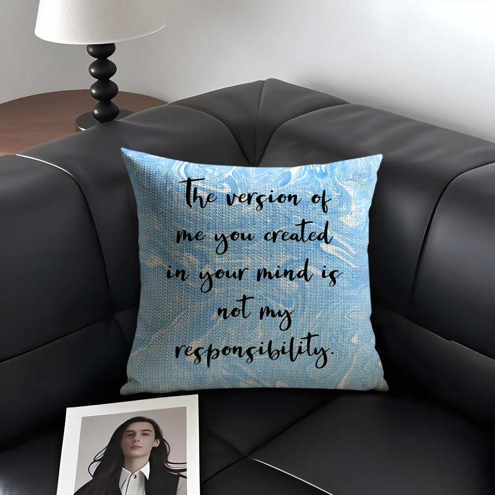 Encouraging Text Ins Cushion Cover Natural Linen Organic Fabric Double-Sided Printing Sofa Home Decor Gift Pillow Case