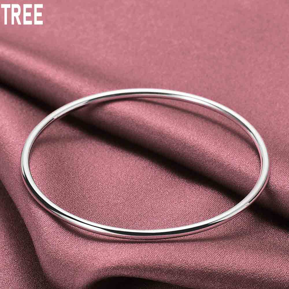 925 Sterling Silver Fashionable 3mm Smooth Bracelet Fashion Charm Wedding Jewelry